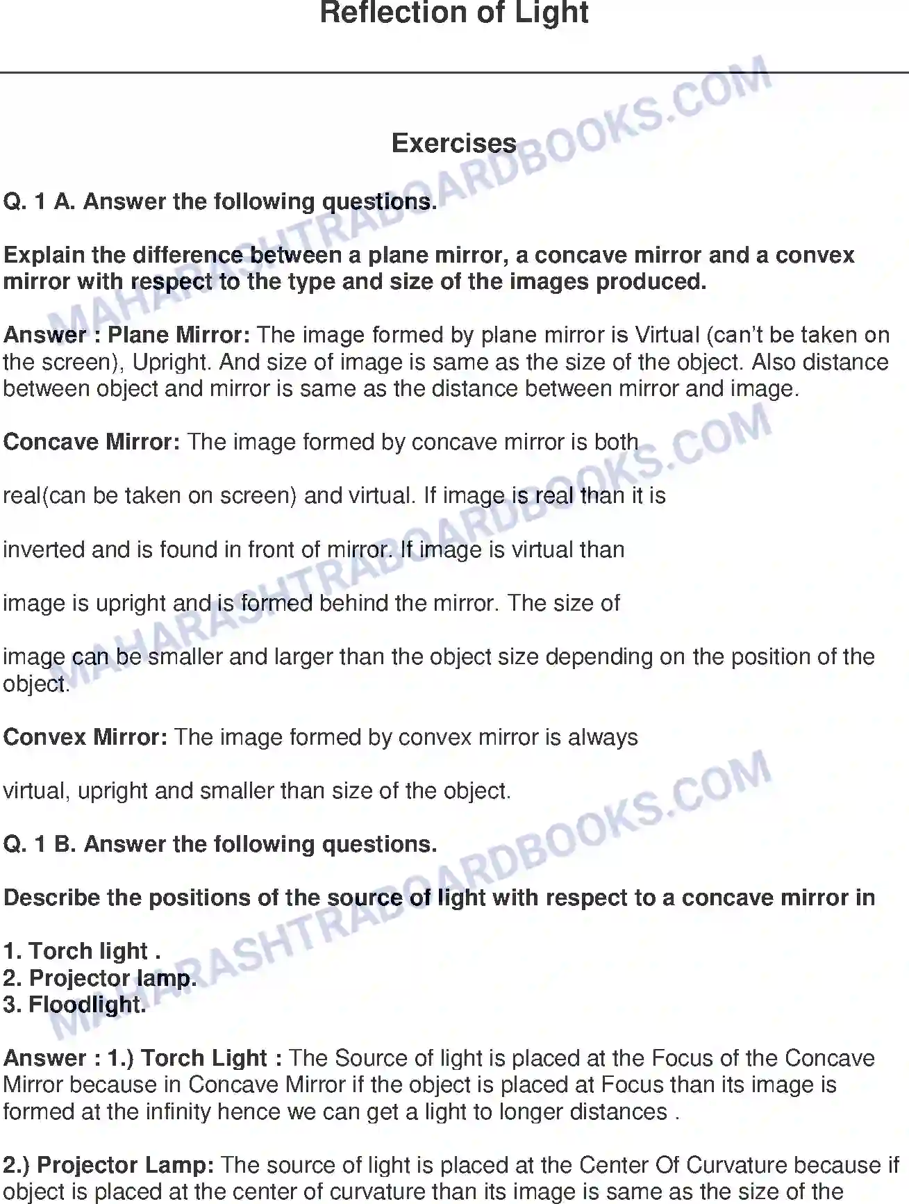 Maharashtra Board Solution class-9 Science+&+Technology+-+English+Medium Reflection of Light Image 1