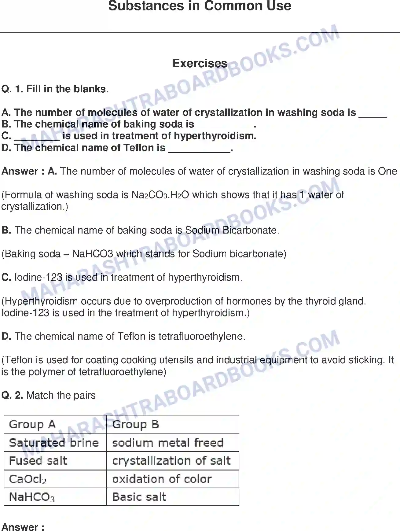 Maharashtra Board Solution class-9 Science+&+Technology+-+English+Medium Substances in Common Use Image 1