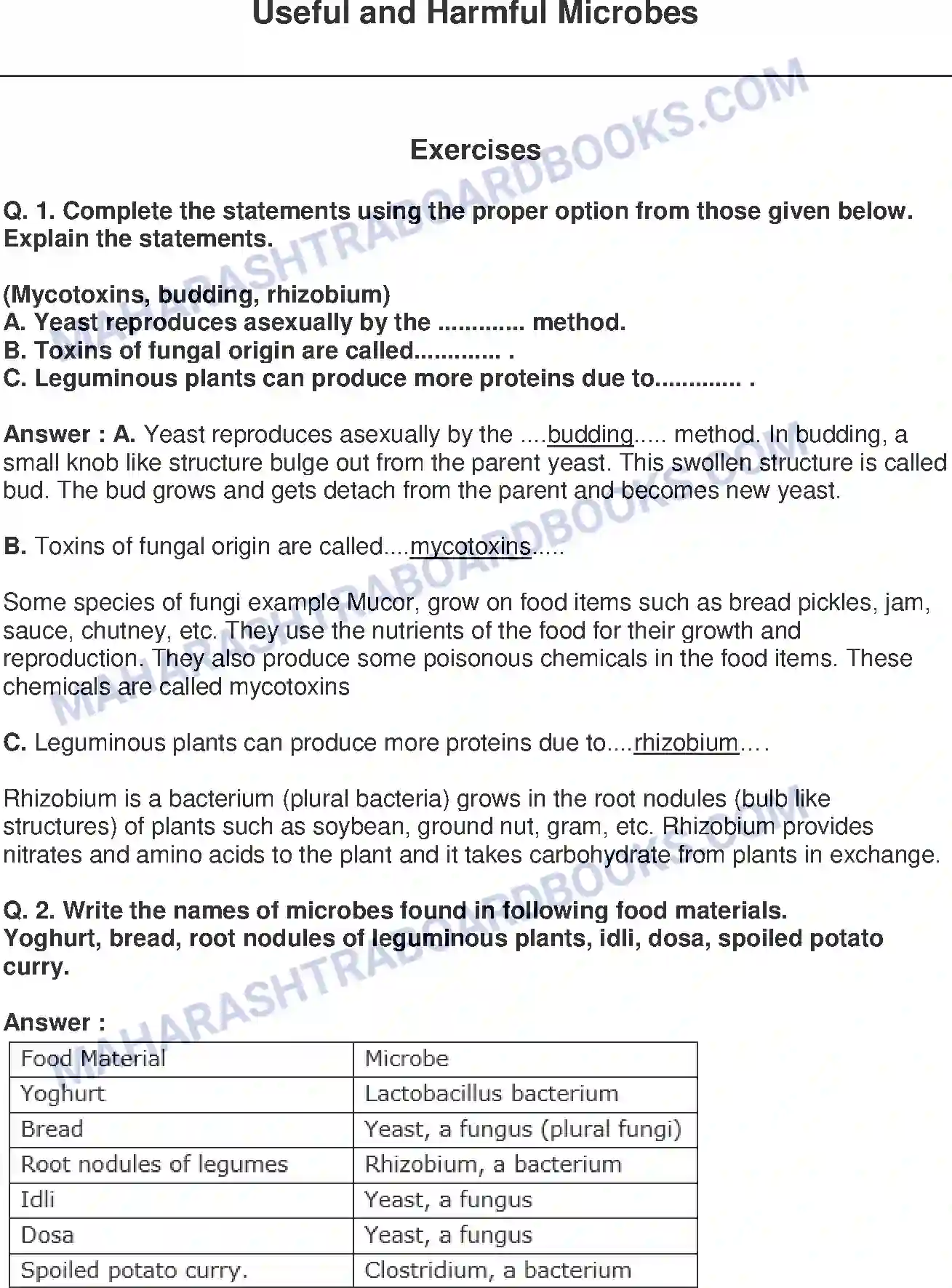 Maharashtra Board Solution class-9 Science+&+Technology+-+English+Medium Useful and Harmful Microbes Image 1