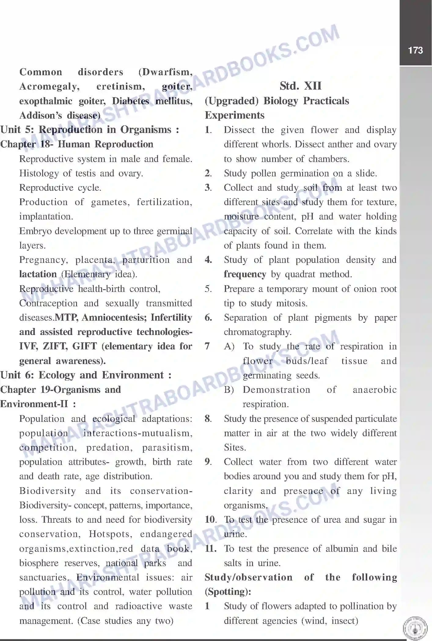 Maharashtra Board Syllabus Class-12 Biology Image 5