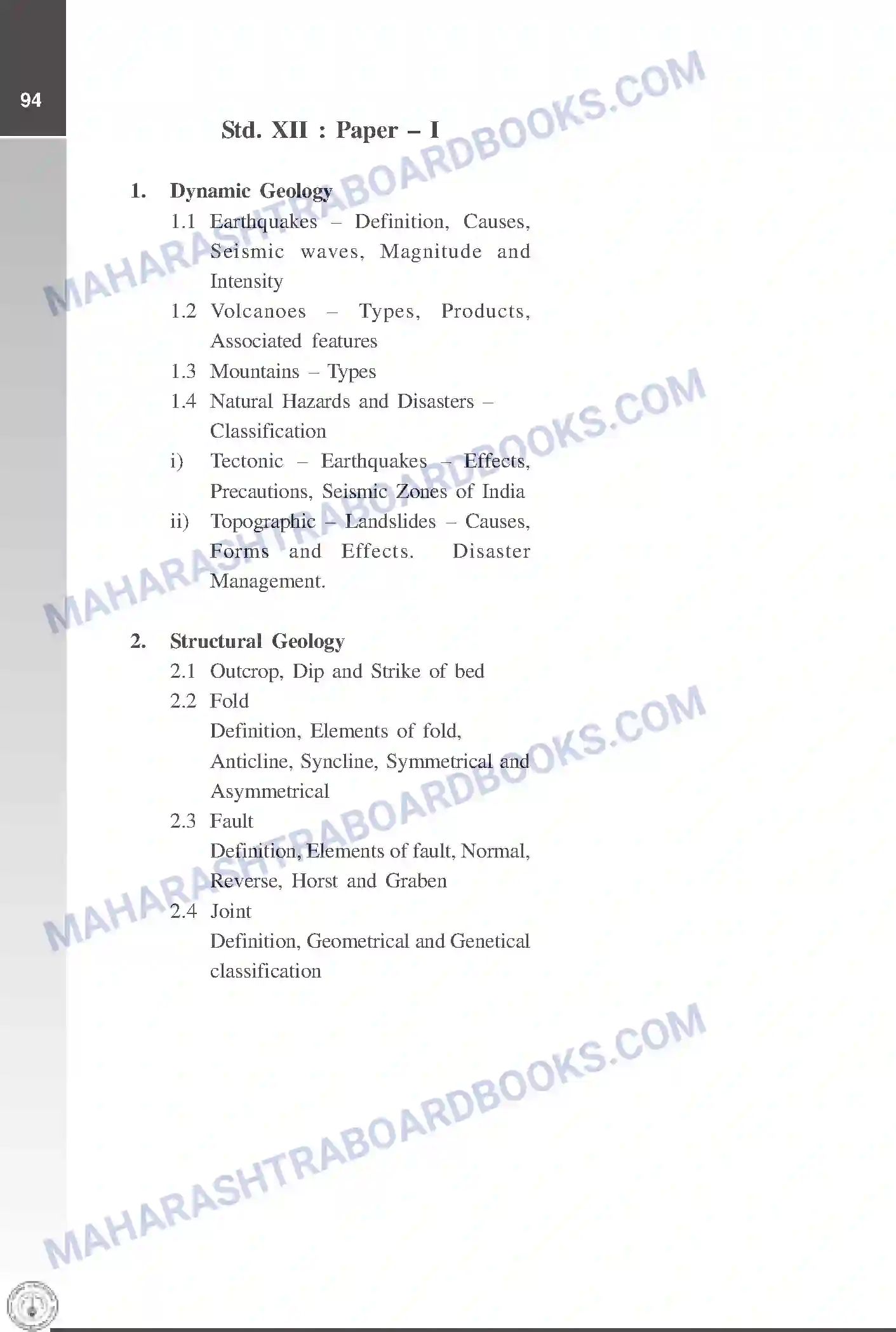 Maharashtra Board Syllabus Class-12 Geology Image 2