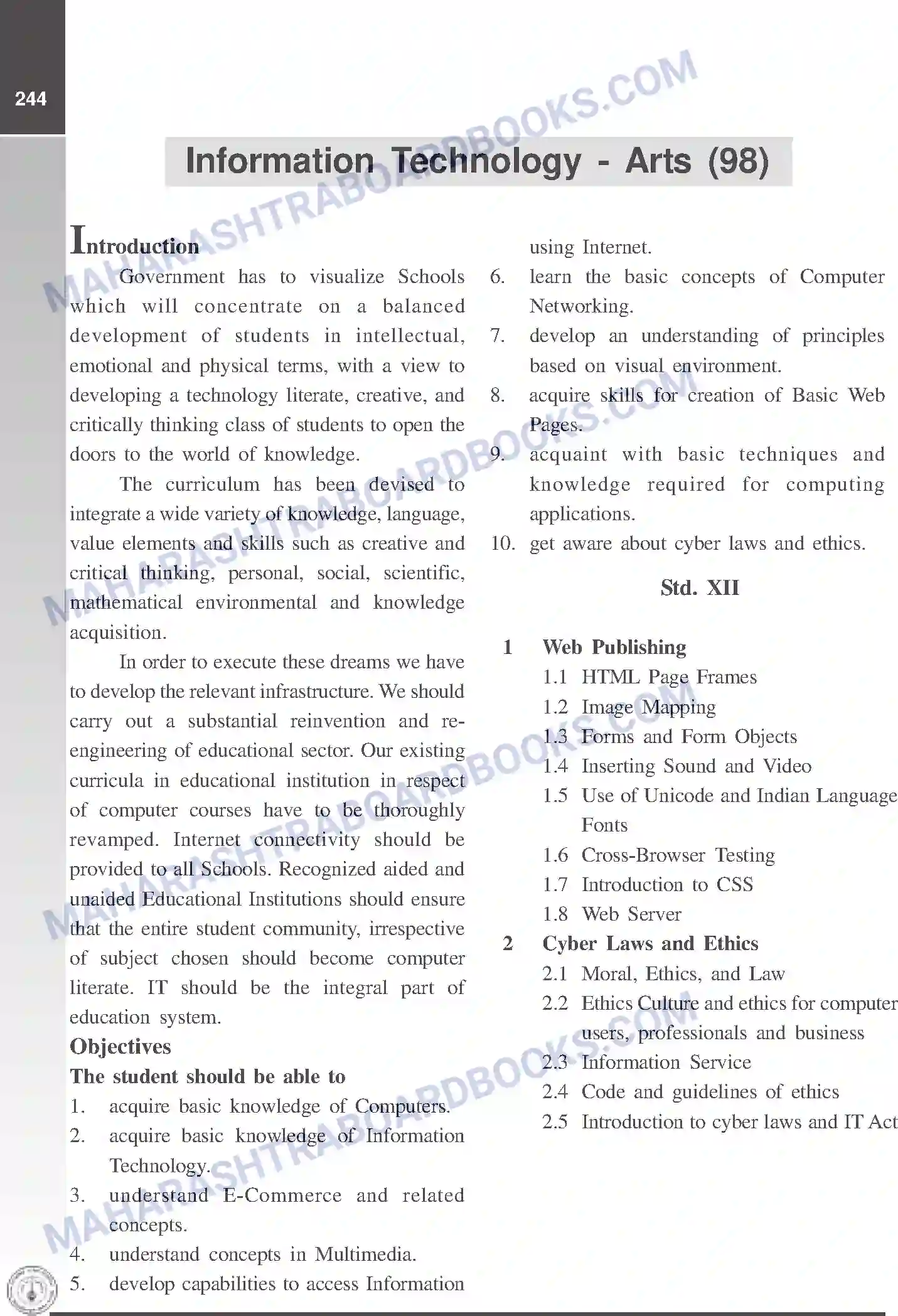 Maharashtra Board Syllabus Class-12 I.T+(Arts) Image 1