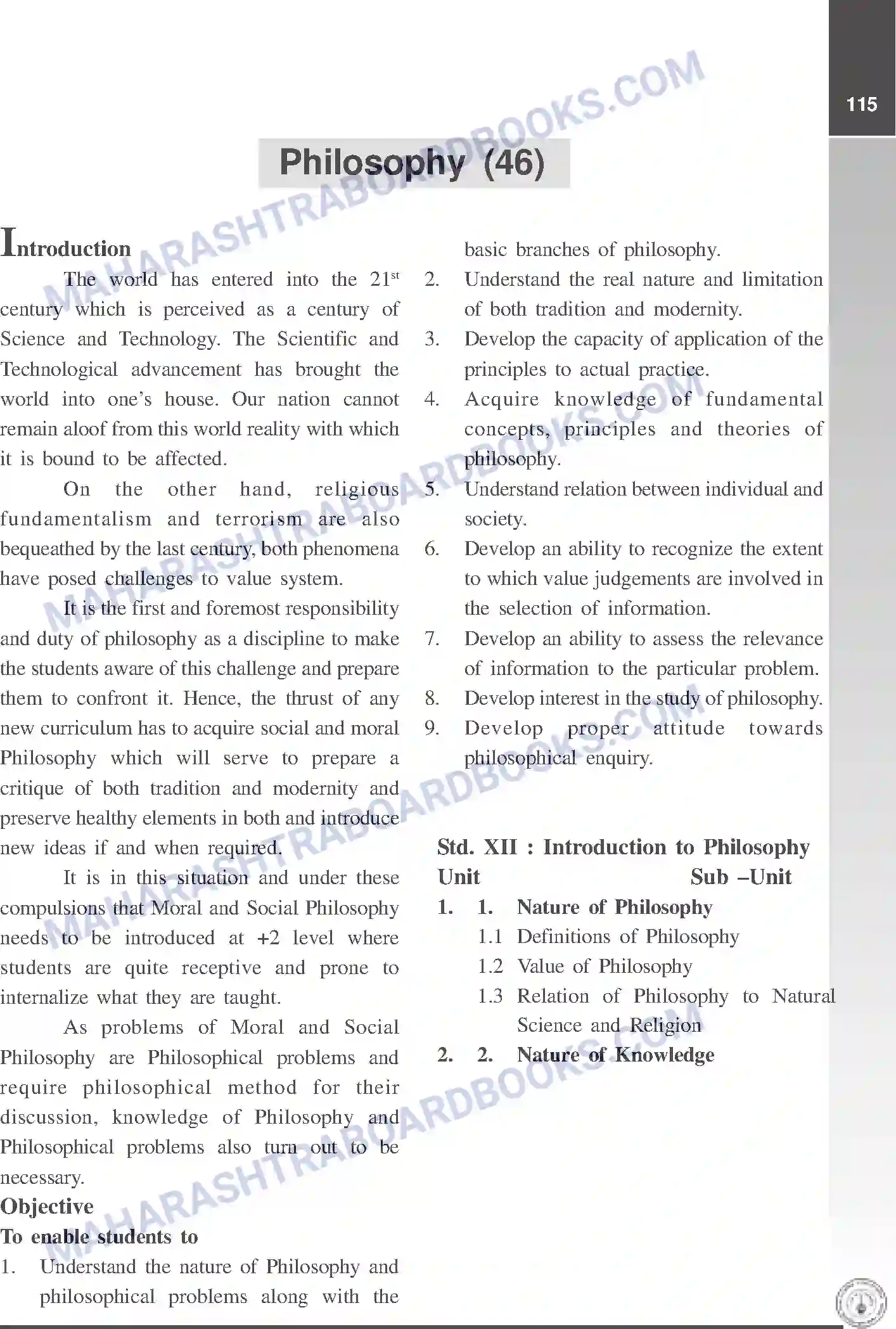 Maharashtra Board Syllabus class-12 Philosophy Image 1