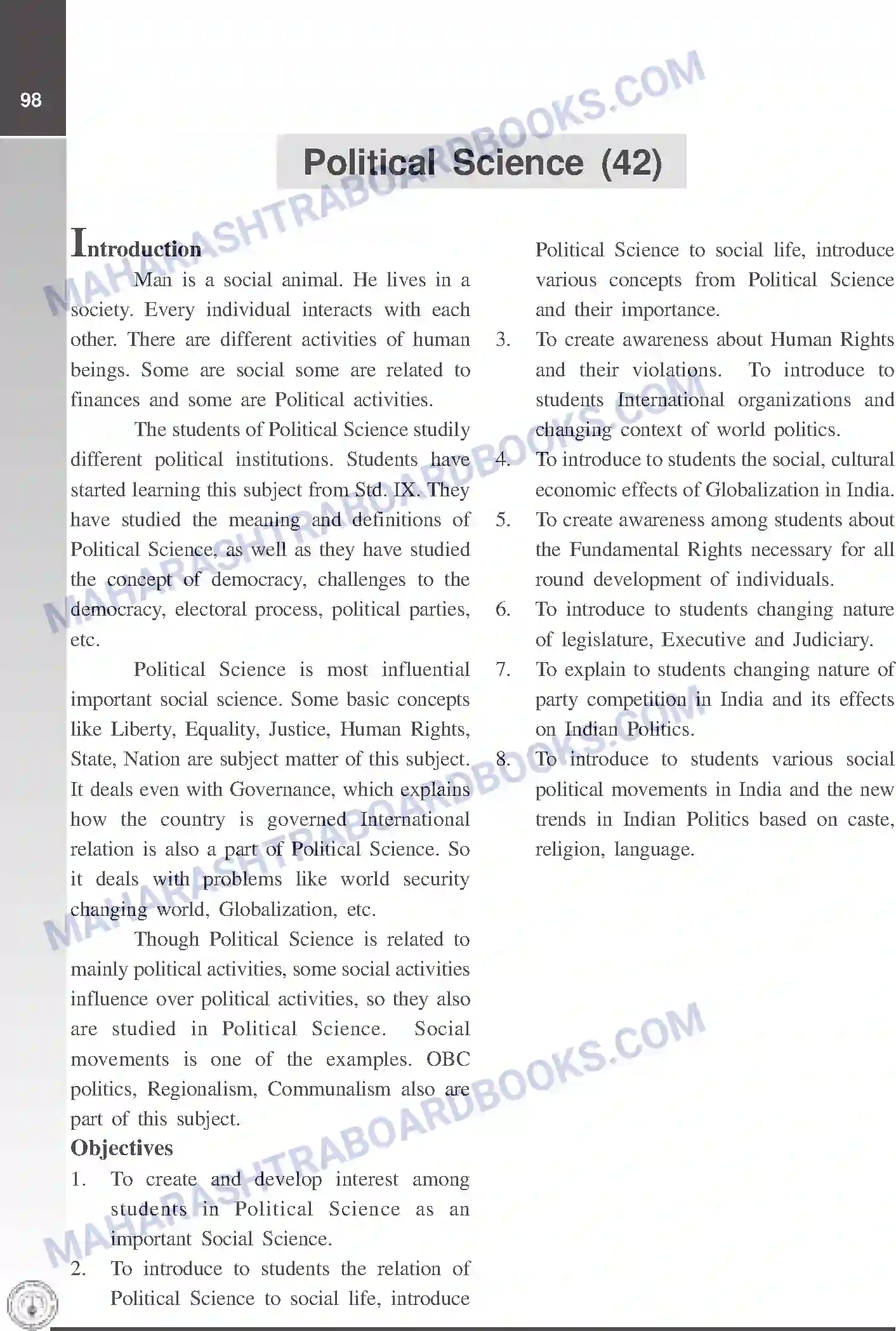 Maharashtra Board Syllabus Class-12 Political+science Image 1